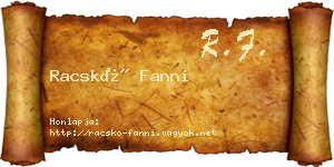 Racskó Fanni névjegykártya