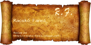 Racskó Fanni névjegykártya